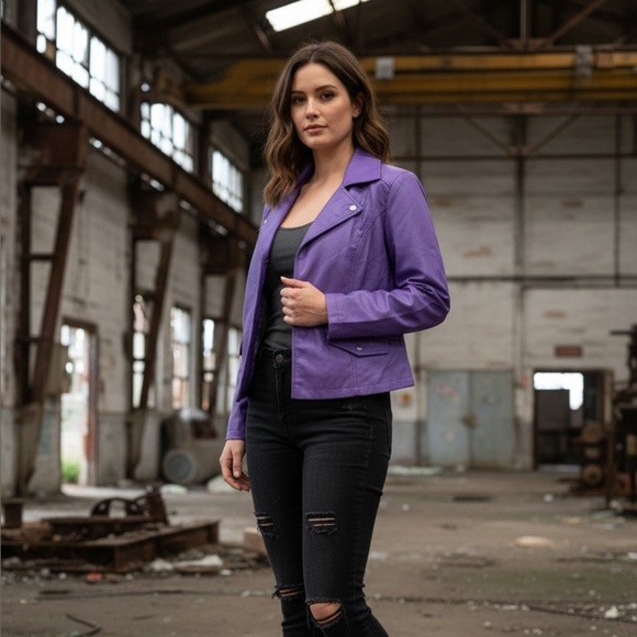 Northern Reflections Jackets & Blazers - Vintage northern reflections purple faux leather jacket size medium #retro